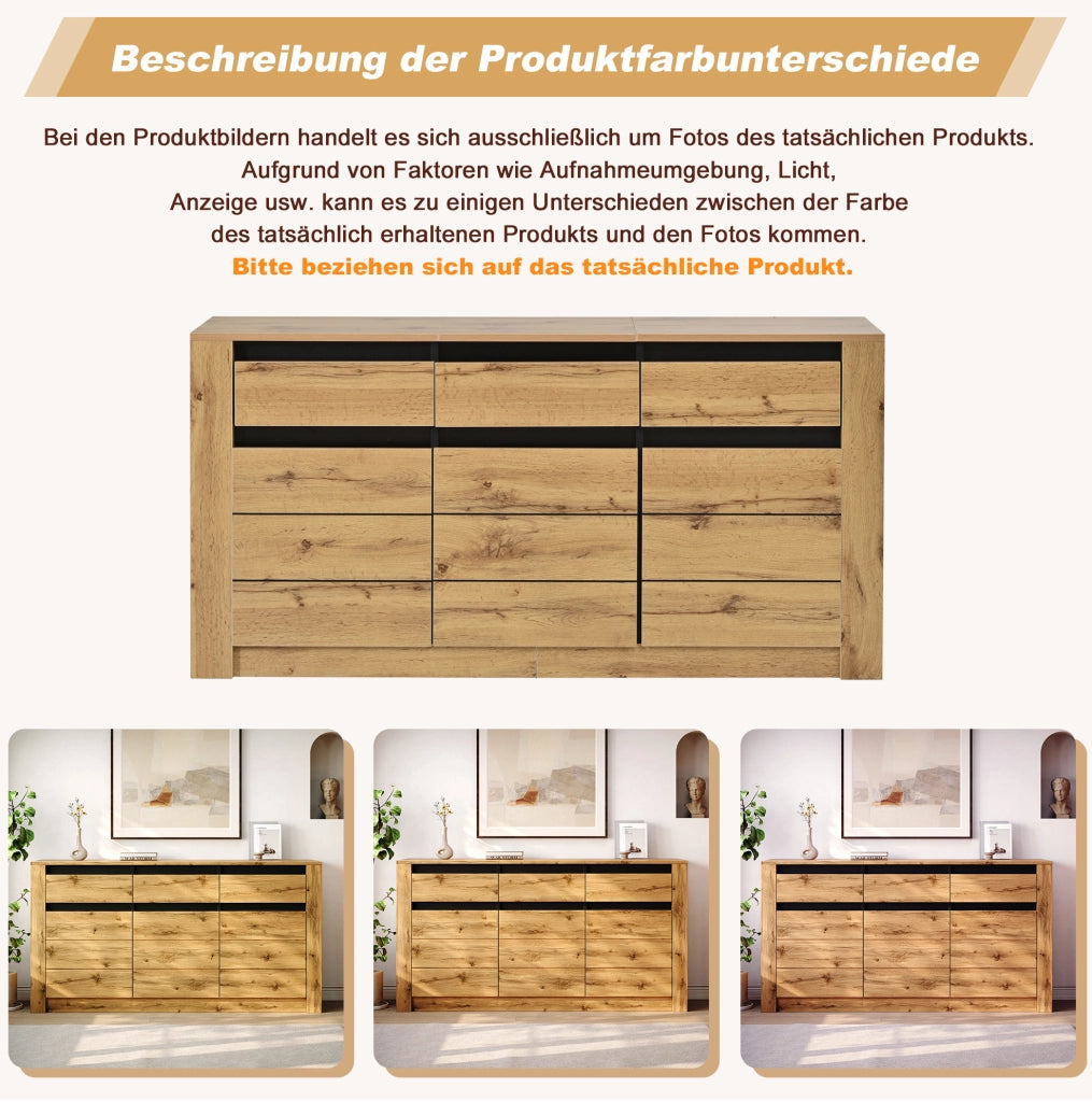 Credenza moderna in effetto legno ondulato con 3 cassetti