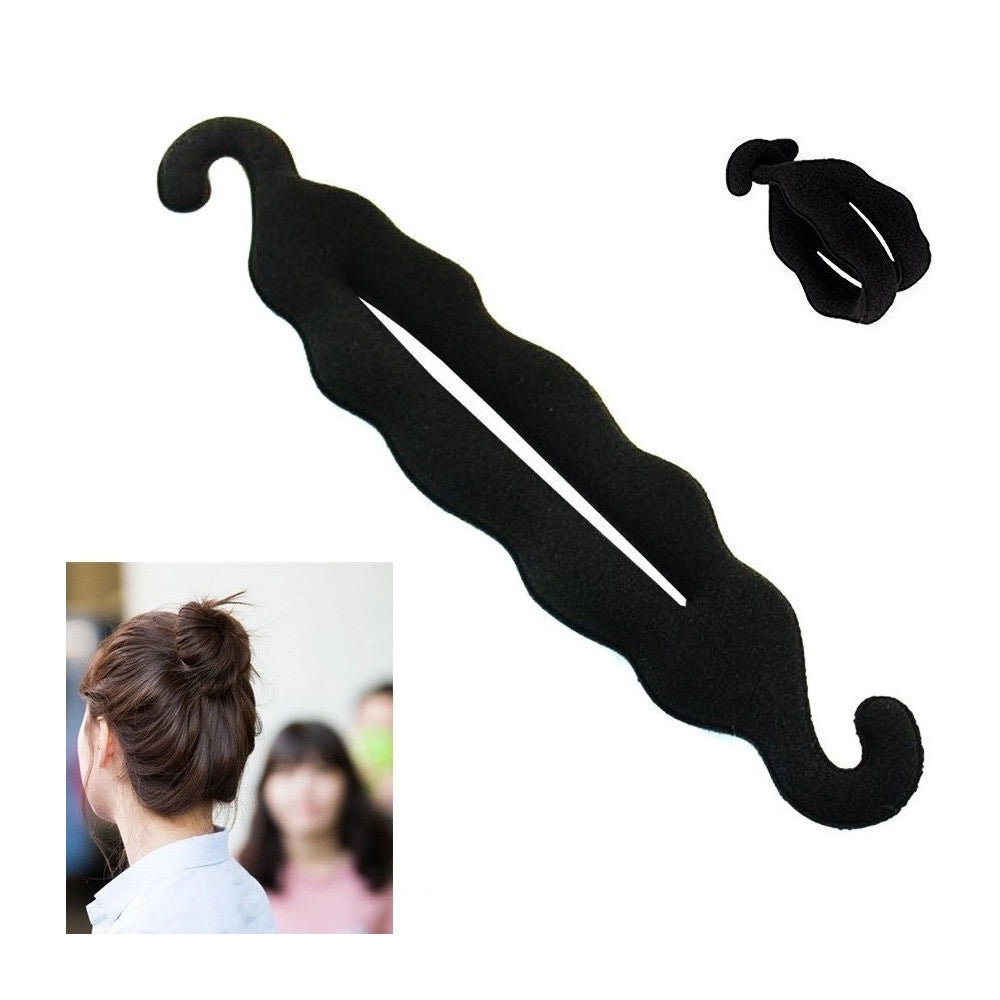 Trade Shop - Spugna Flessibile Chignon Nero Ferma Capelli Accessori Acconciatura Hairagami -
