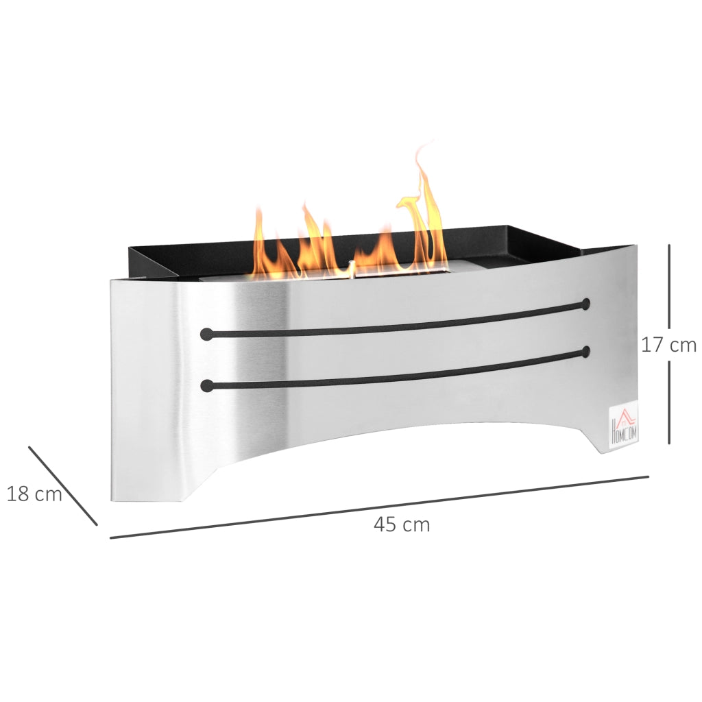 EasyComfort Camino Bioetanolo in Acciaio Inox, 3h di Combustione con Serbatoio 1.5L e Copertura 25m², 45x18x17 cm, Argento