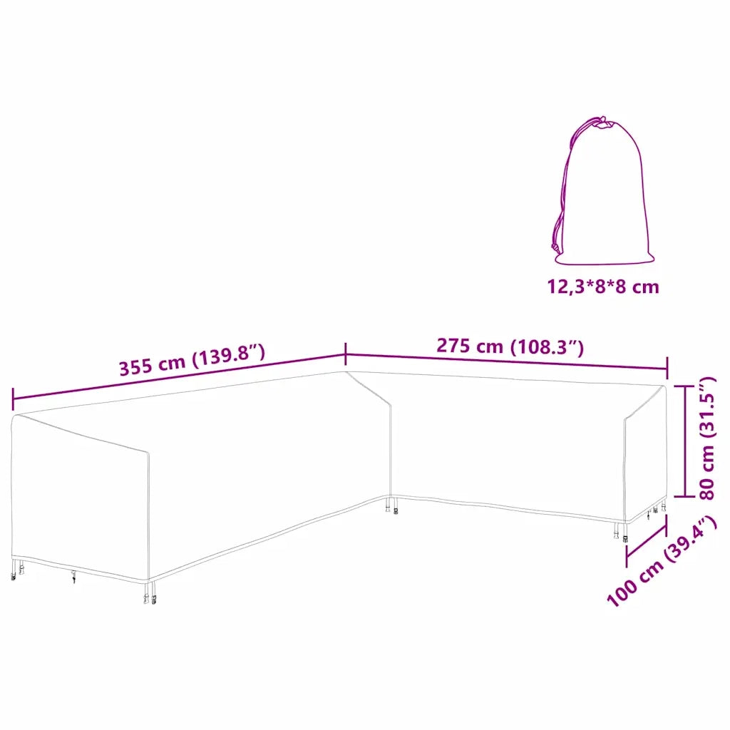 vidaXL Copertura per mobili da esterno 355 x 275 x 80 cm