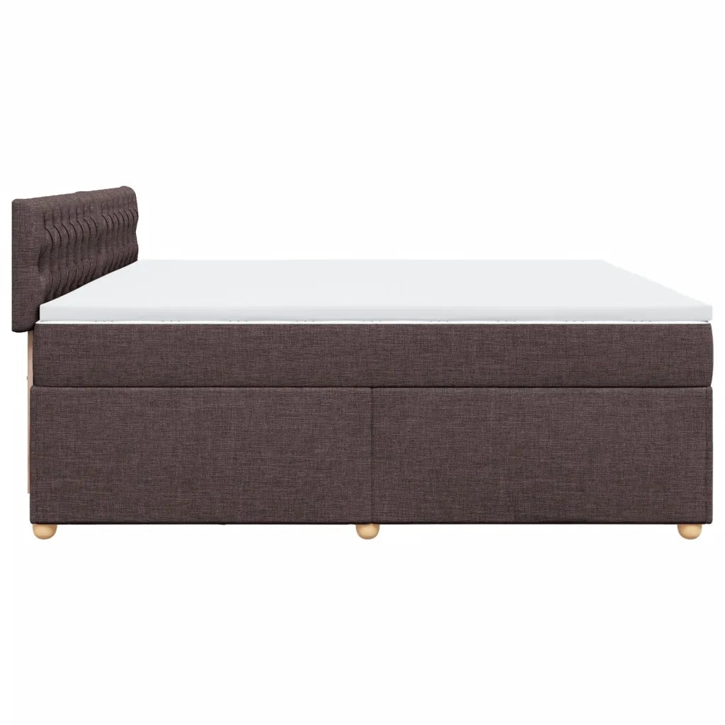 vidaXL Giroletto a Molle con Materasso Marrone Scuro 200x200cm Tessuto