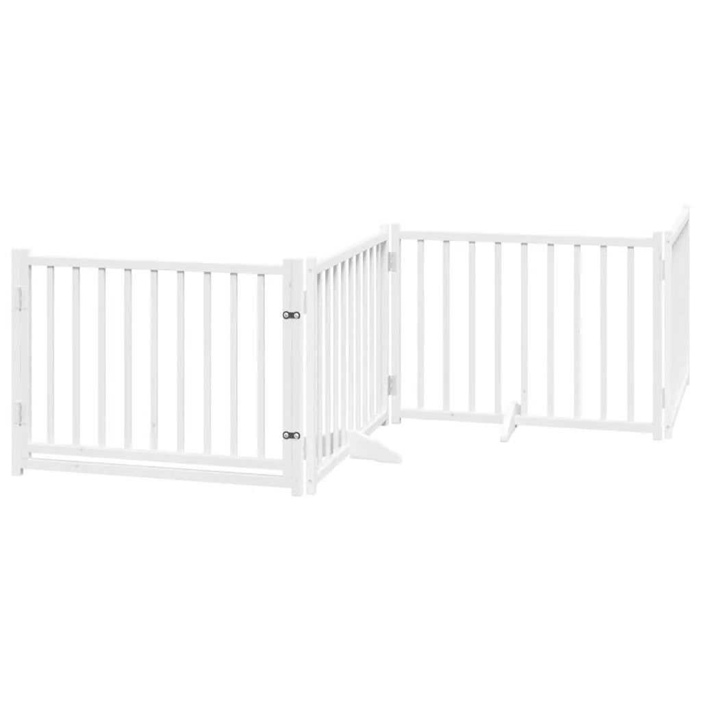 Cancelletto di sicurezza per animali domestici porta pieghevole 10 pannelli legno di pioppo bianco 02_0023103