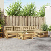 Set di divani da esterno 7 pz Bianco e Beige Poliestere 3390358