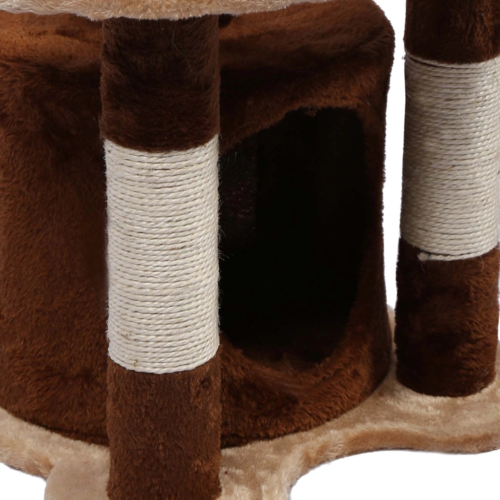 Albero tiragraffi 67 cm marrone/bianco Con sisal, piattaforma, nicchia e pallina