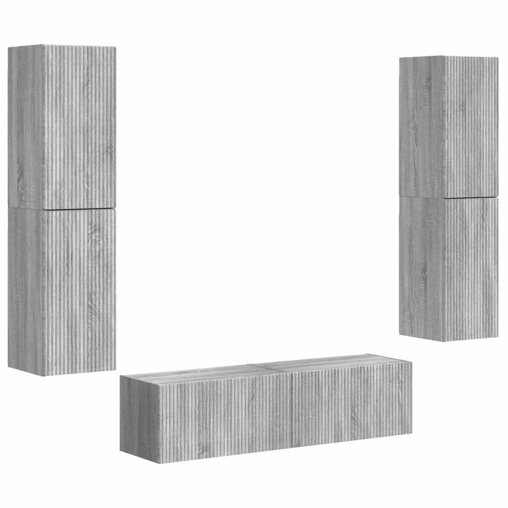 Set mobile TV 6 pz-Credenza per TV Grigio Sonoma Legno multistrato 515405