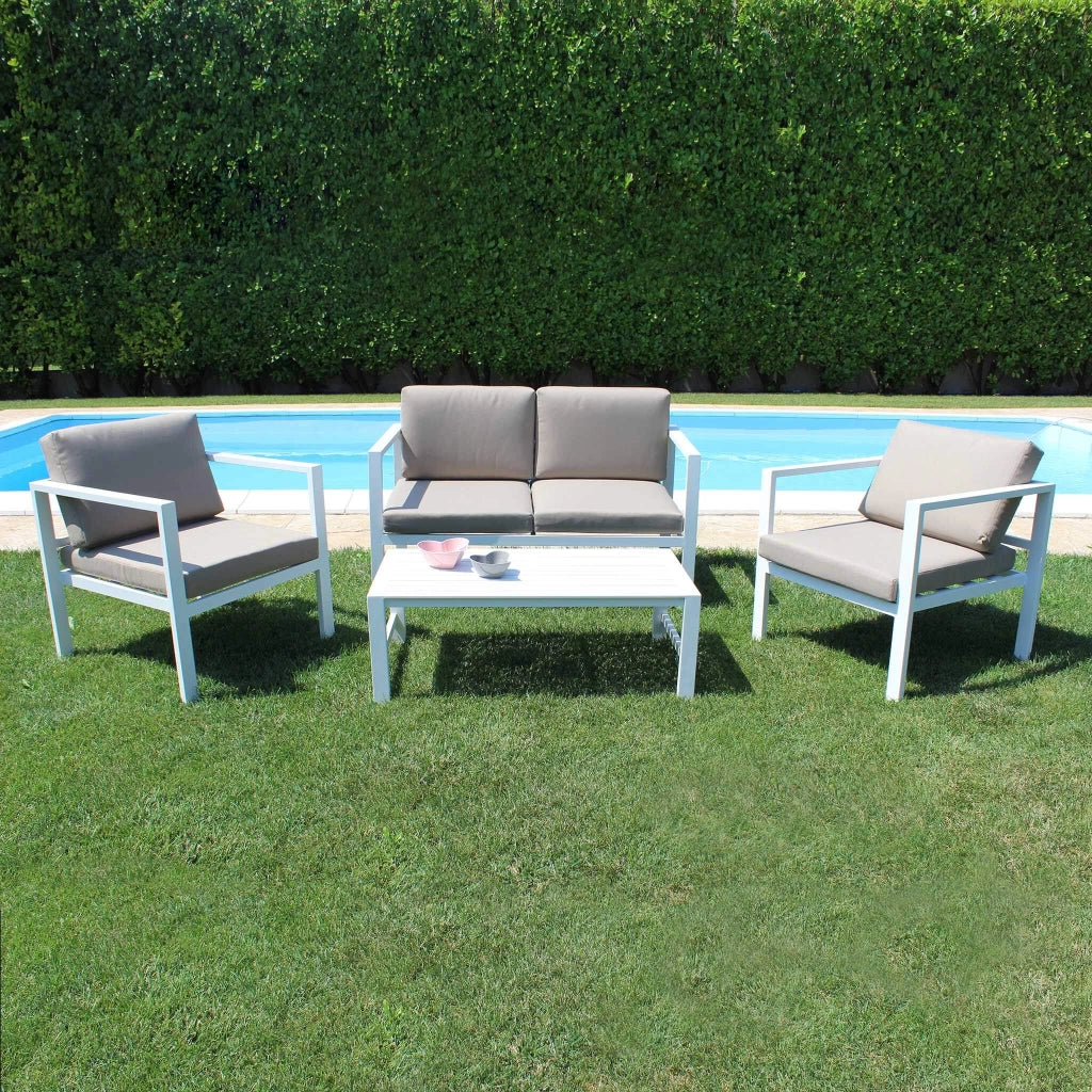 Salotto da Giardino con cuscini 4 posti in Alluminio - LEX