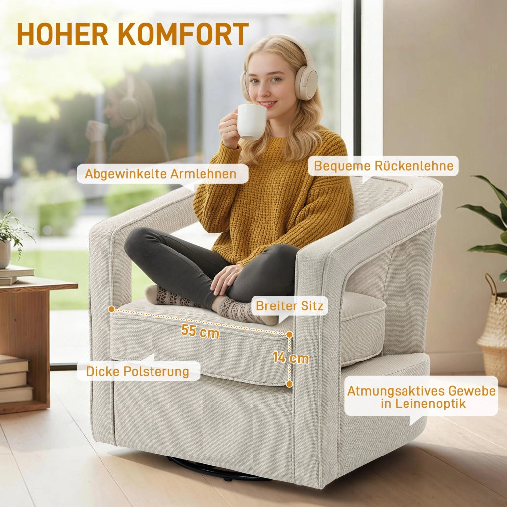 Poltrona Relax Girevole ¨C Zephmum ¨C Beige 77x75x72 cm