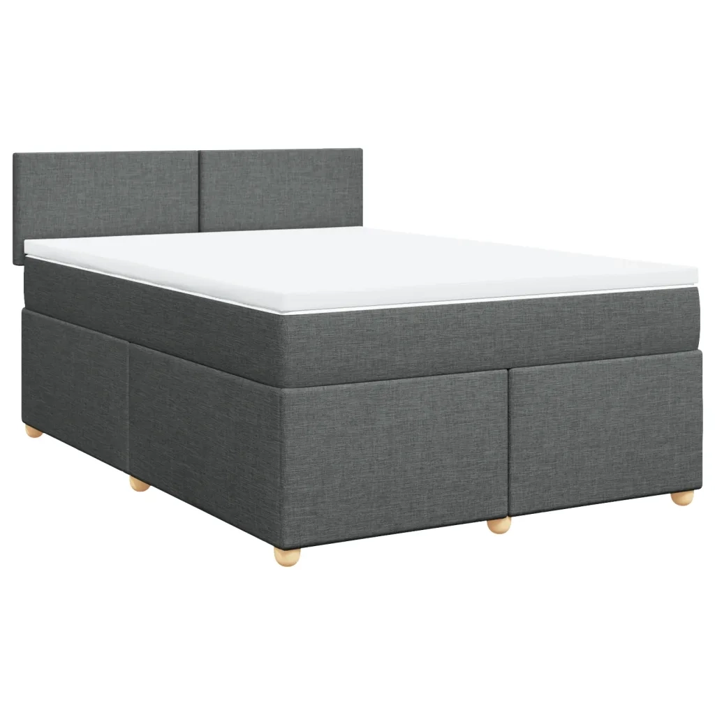 Giroletto a Molle con Materasso Grigio Scuro 140x190 cm Tessuto