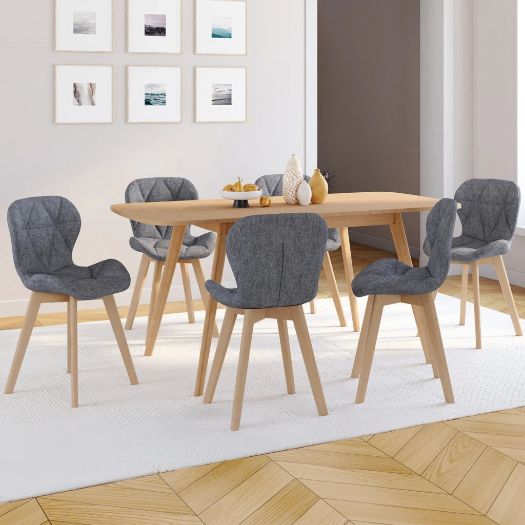 IDMarket - Set di 6 sedie da pranzo ROBINE in tessuto grigio scuro