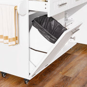 Isola Cucina Mobile con Piano di Lavoro Estraibile ¨C MINIMAL ¨C con Presa Elettrica e Vano Rifiuti