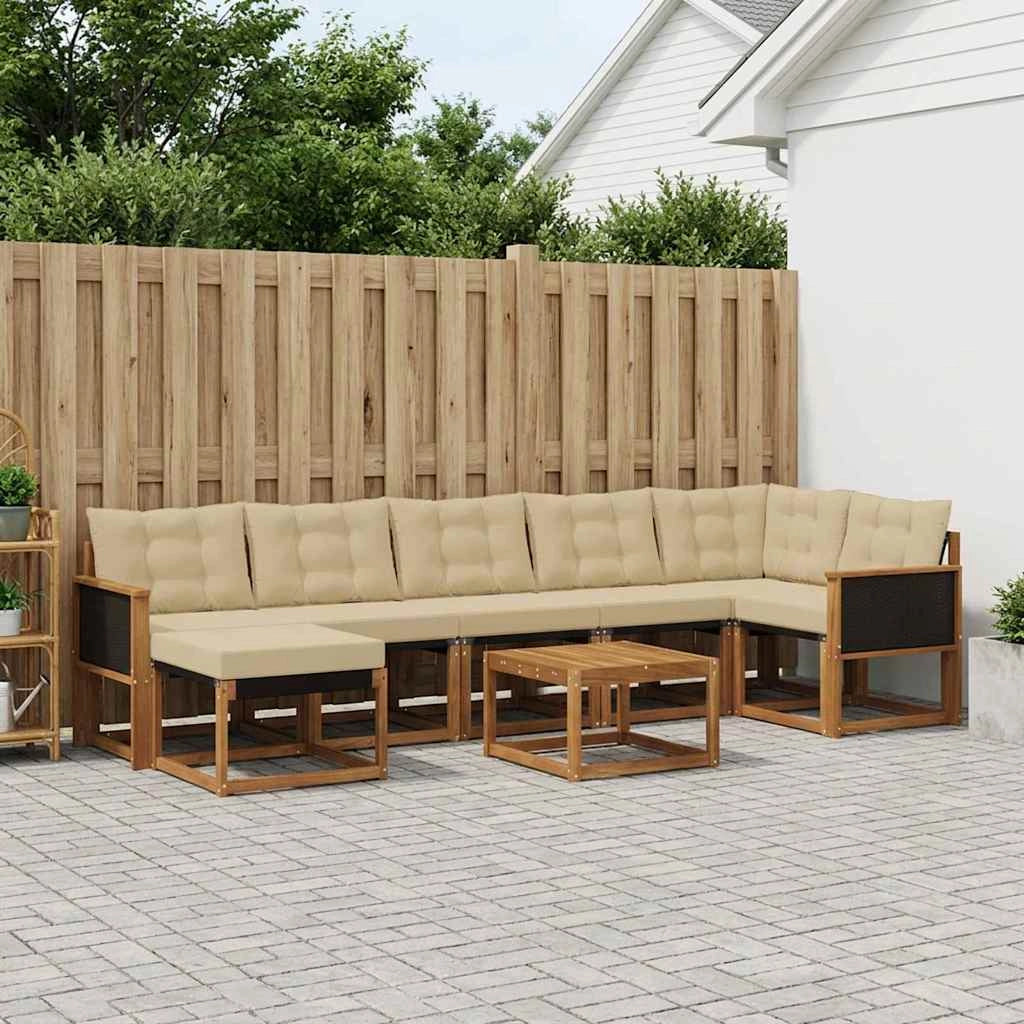 Set di divani da esterno 8 pz Naturale e Beige 3382105