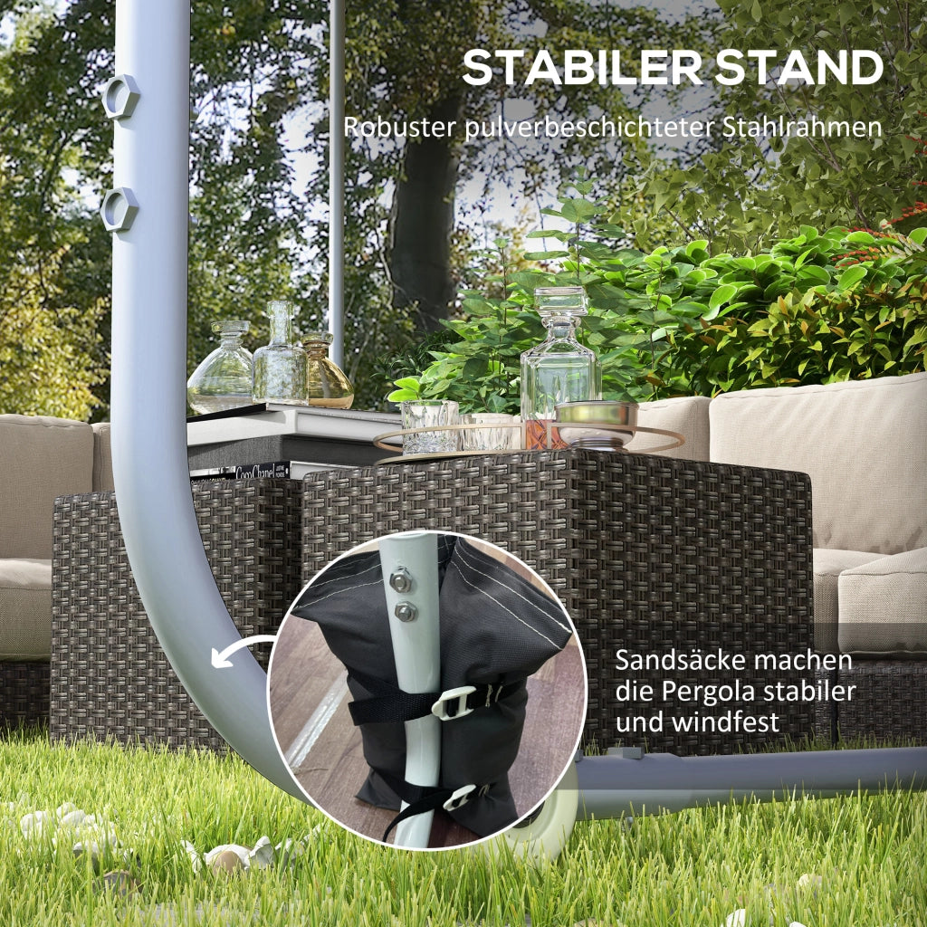 Pergolato da giardino mobile con ruote e sacche di sabbia ¨C Zephmum ¨C 3x3m grigio metallo