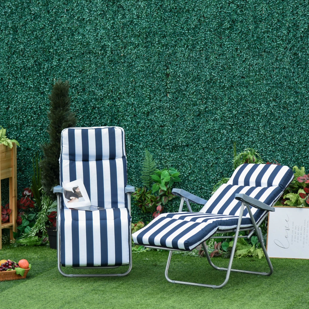 Sedia da giardino pieghevole con braccioli - Xylo - Set 2 pezzi blu 5 posizioni con cuscini