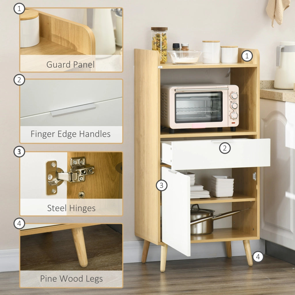EasyComfort Mobiletto per Microonde in Truciolato con Ripiano Superiore, Cassetto Scorrevole e Armadietto, 58x40x118 cm