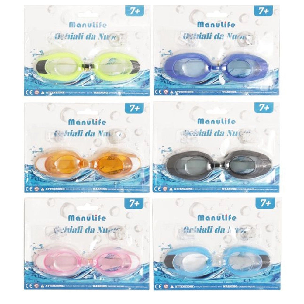 Trade Shop - Occhialini Nuoto Con Tappi Per Orecchie Naso Piscina Antiappannamento 6 Colori 605429 -