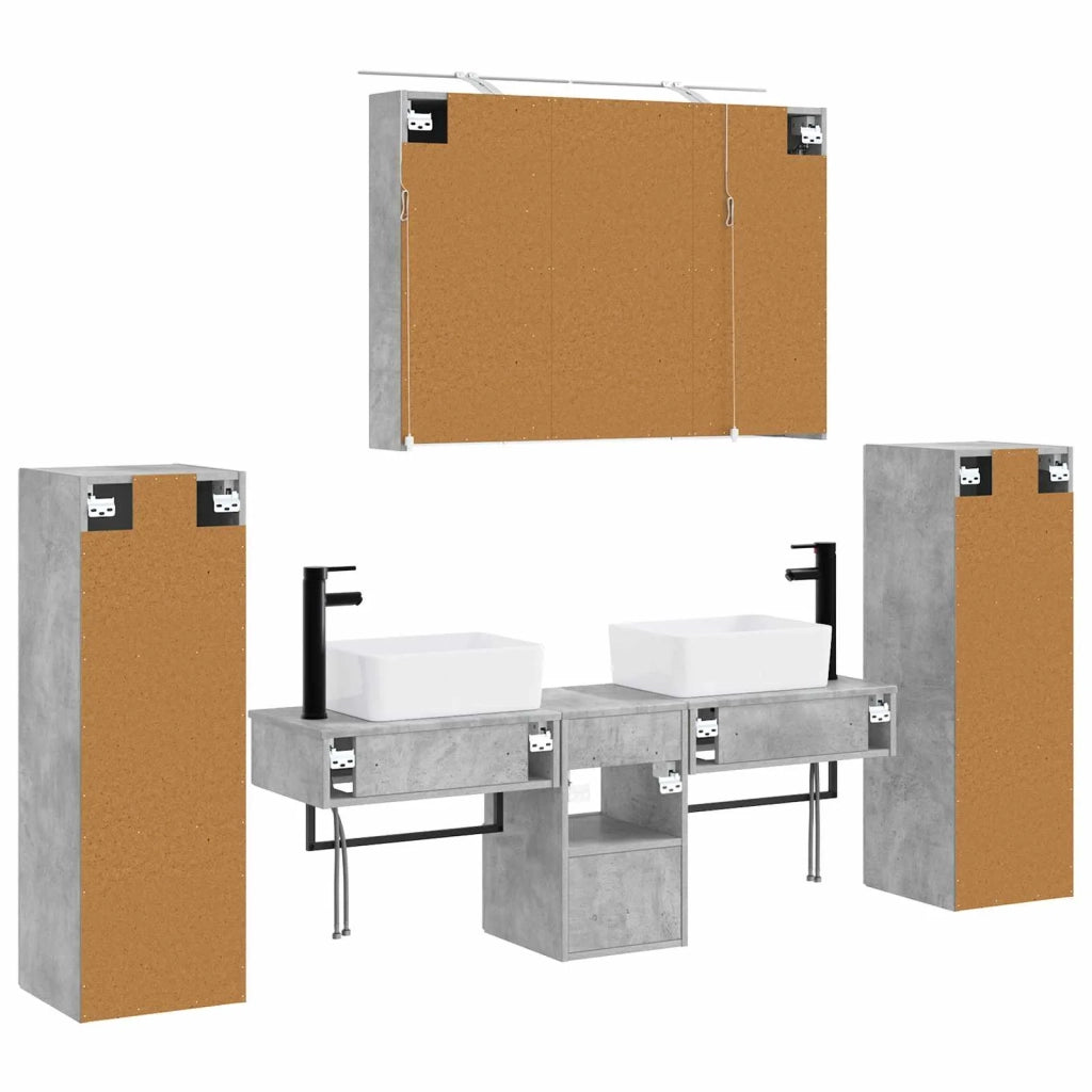 Set di mobili per il bagno 6 pcs Grigio Cemento 3407130
