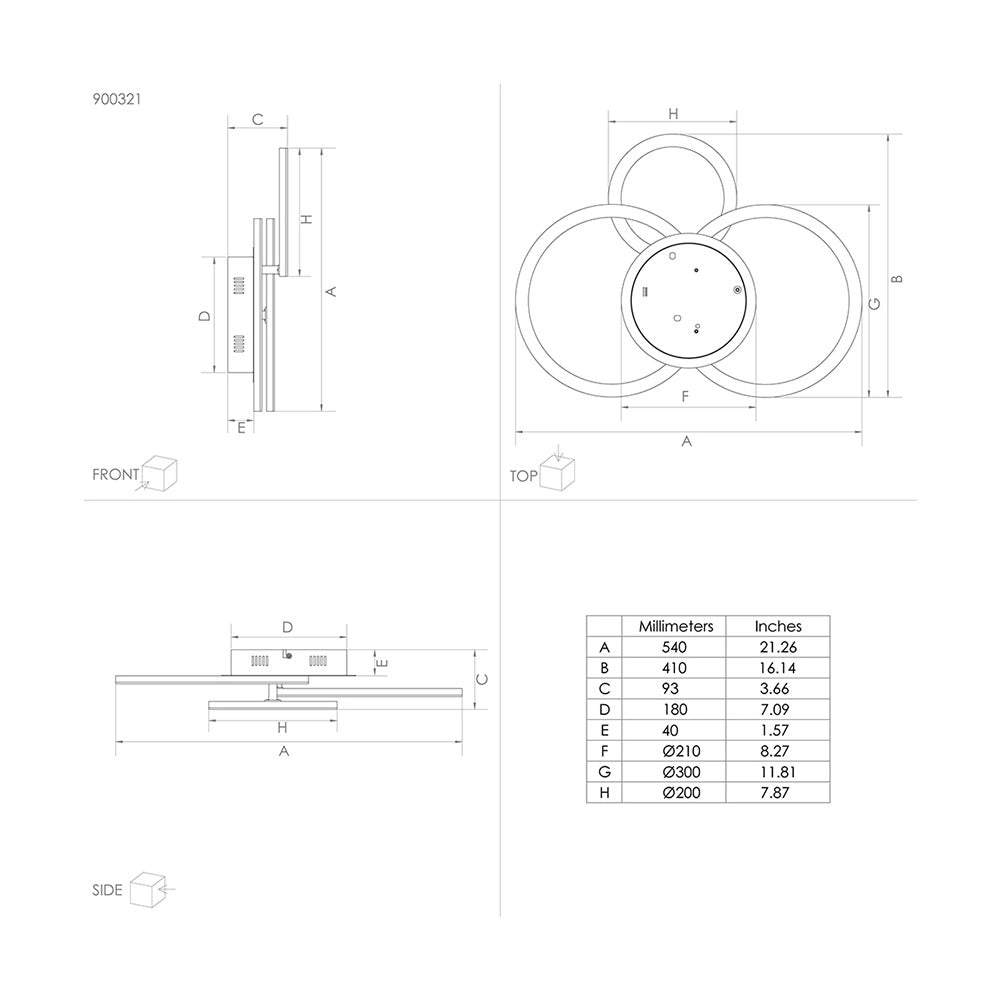 Plafoniera Moderna Parrapos-Z Led Acciaio Nero Grande