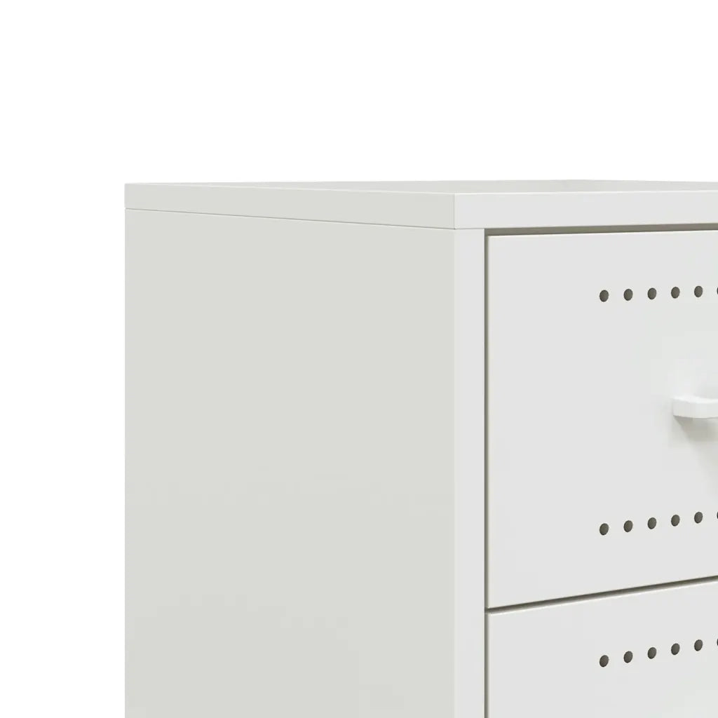 Comodini 2 pz-Set di 2 Tavolino da notte Bianchi 36x39x43,5 cm in Acciaio 506276