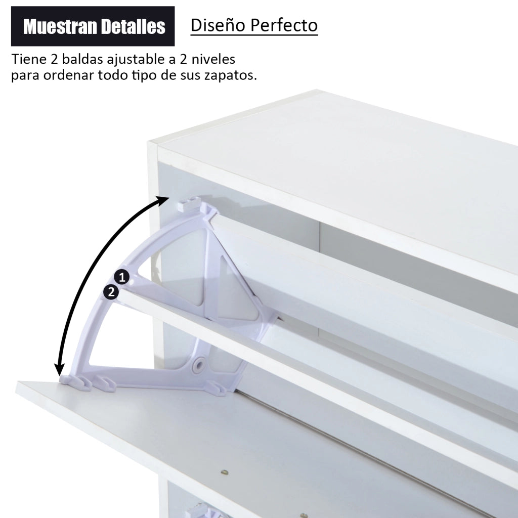 Scarpiera Moderna con 2 Cassetti e Ripiani Ajustabili per Ingresso Stretto ¨C Zephmum ¨C 60x24x80 cm Bianco