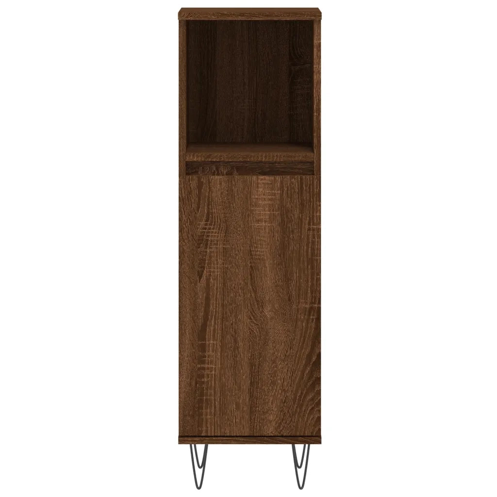 Armadietto Bagno | Armadio da bagno Rovere Marrone 30x30x100 cm Legno Multistrato