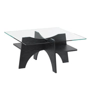 TAVOLINO quadrato 80x80 cm in vetro di sicurezza e MDF nero