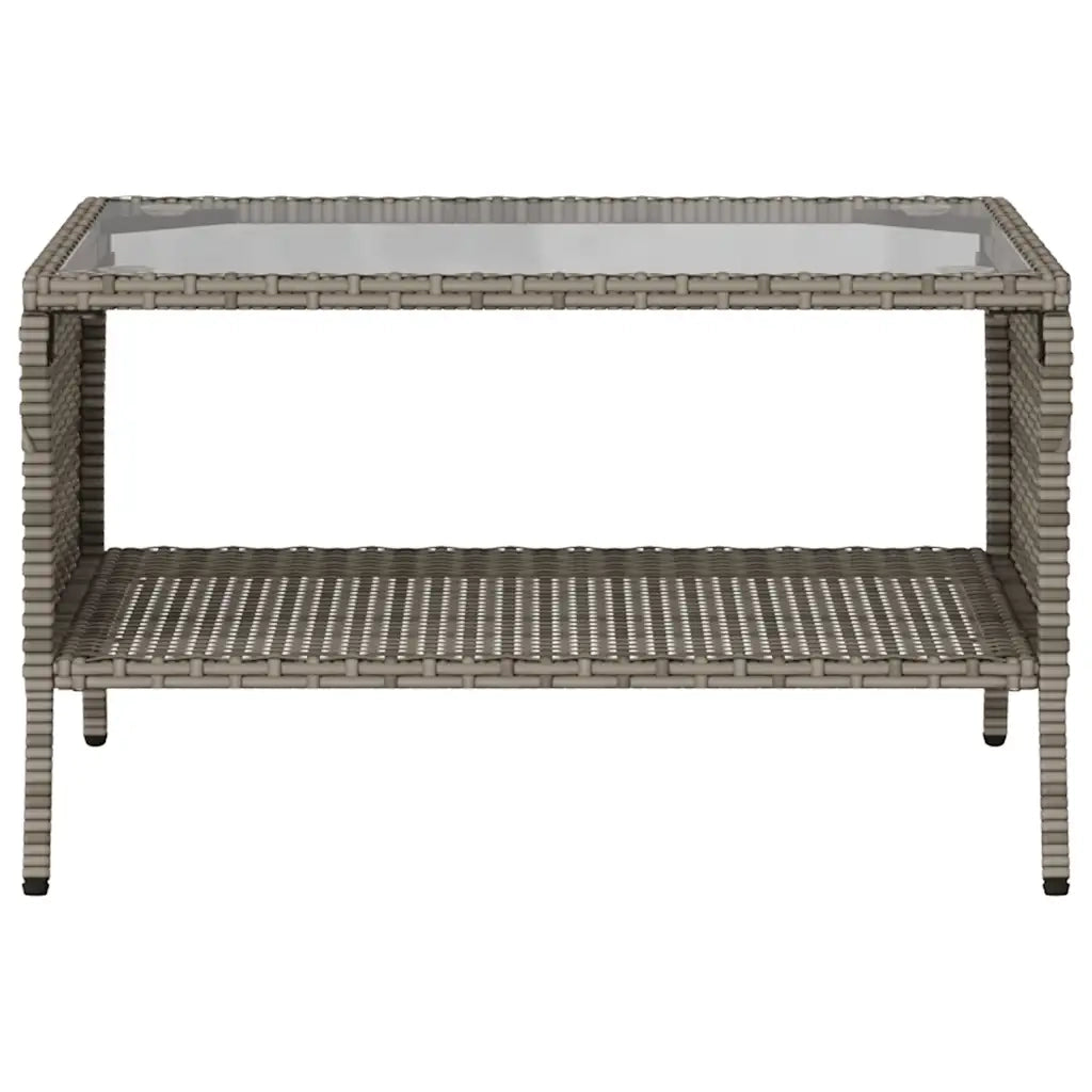 Divano da Giardino a 2 Posti Cuscini&Tavolo-Sofa da Giardino-Divano da esterno Grigio Polyrattan 131806