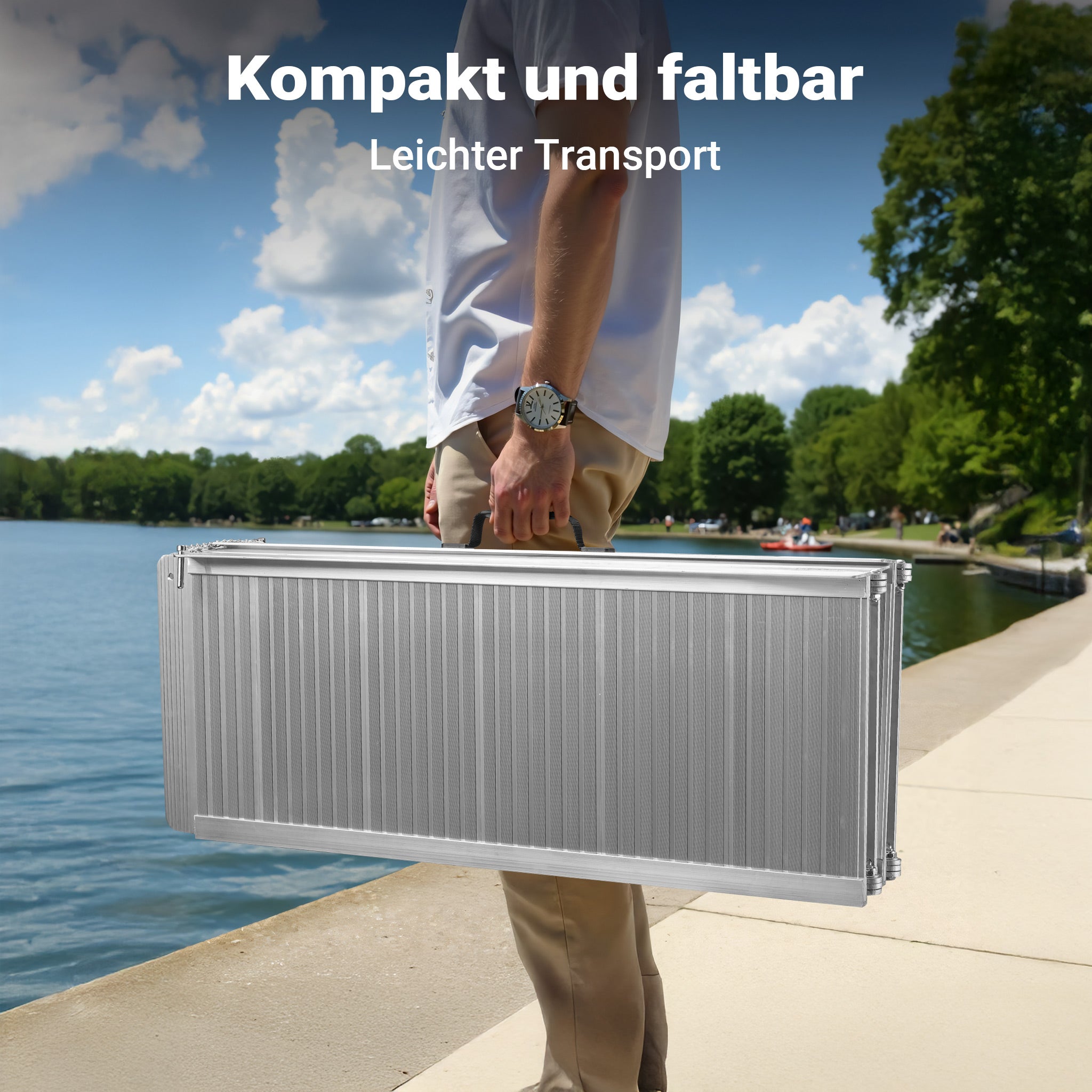 Rampa a valigia per sedia a rotelle, pieghevole mobile antiscivolo, in alluminio 183cm 270kg