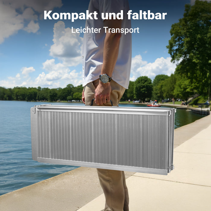 Rampa a valigia per sedia a rotelle, pieghevole mobile antiscivolo, in alluminio 183cm 270kg