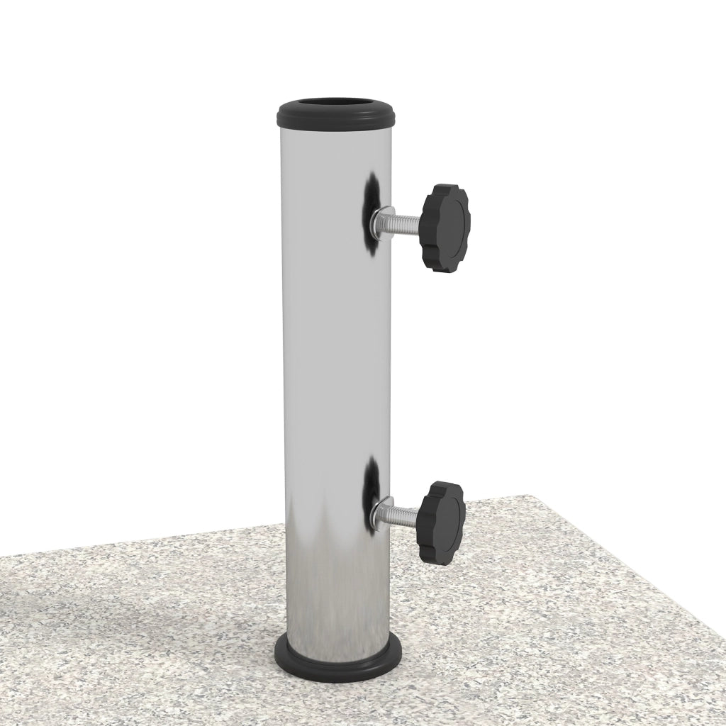 Base per Ombrellone da Giardino 25kg 38x38x38 cm in Granito e Acciaio Inox Grigia