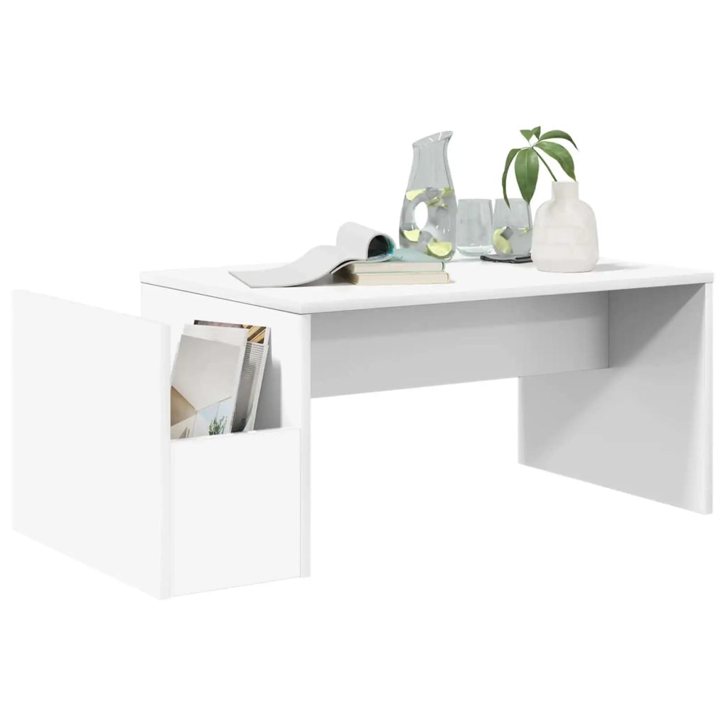Tavolino da salotto | Tavolino da caff¨¨ | Tavolino da Soggiorno Bianco 90 x 45 x 35 cm Legno multistrato