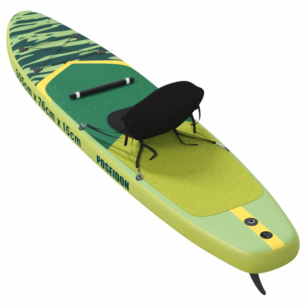 SUP Board con Seggiolino 2-in-1 POSEIDON 305 x 76 x 15 cm Verde 42039127