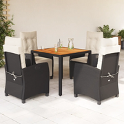 Set da Pranzo da Giardino 5 pz Nero con Cuscini in Polyrattan