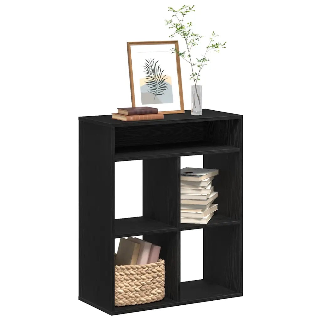 Libreria-Scaffale per Libri-Mobile di Stoccaggio Nera 66x31x80 cm in Legno Multistrato