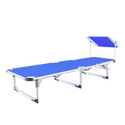 Lettino Pieghevole Prendisole Con Tettuccio Parasole Schienale Reclinabile Regolabile in 6 Posizioni Sedia Sdraio Per Spiaggia Mare Giardino Piscina 187 x 59 x 29 Cm Blu