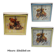 Trade Shop - Orologio Parete Per Bambini Quarzo Muro Quadrato Orsetti Casa Arredamento 23x5cm -