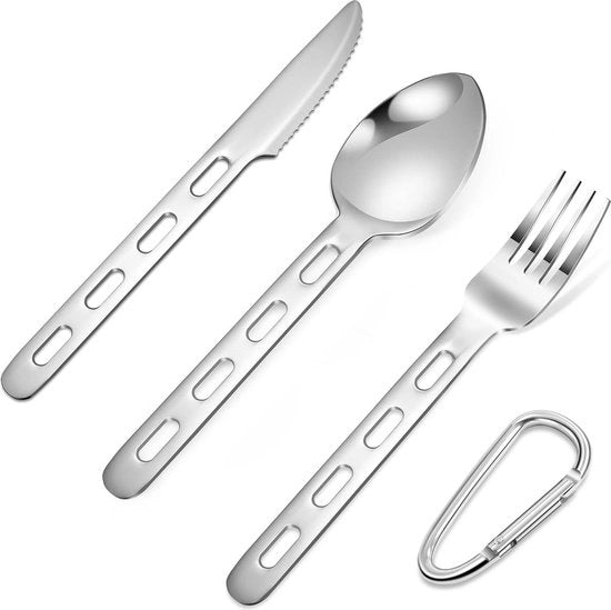 Set di accampamento portatile - forchetta cucchiaio coltello - picnic viaggiare accampamento - confezione da 4 pezzi