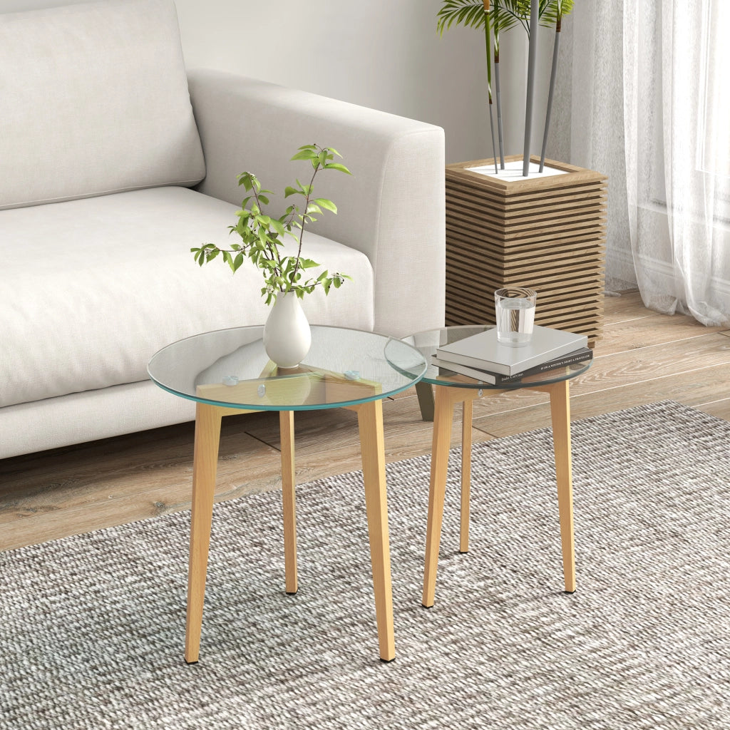 Set Tavolini Moderni ¨C zephmum ¨C Vetro Temperato Acciaio 50x45 40x40