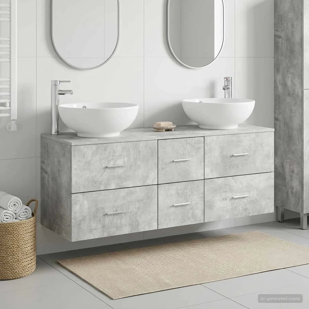 Set di mobili per il bagno 3 pz Grigio Cemento 3405910
