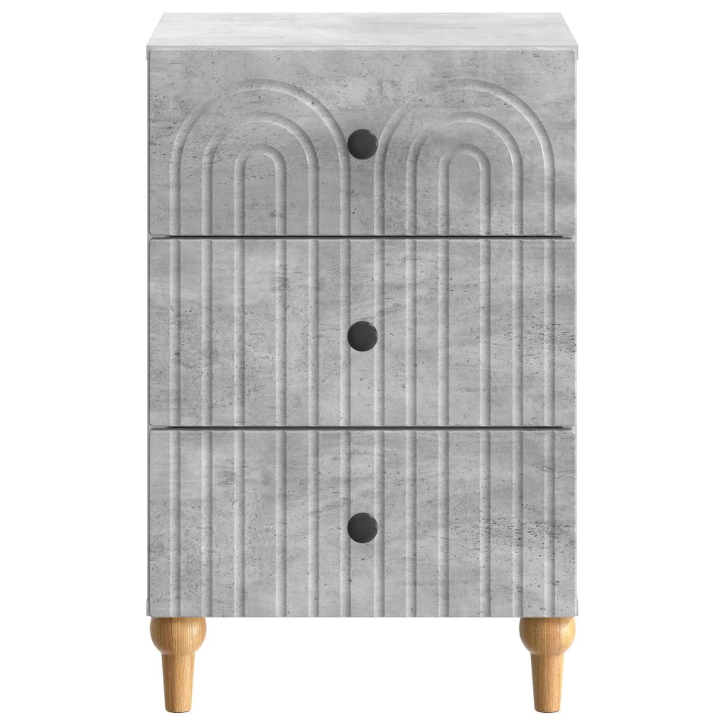 Comodino | Armadio da Notte | Mobiletto da notte con cassetto Grigio Cemento 43x 41 x 66,5 cm