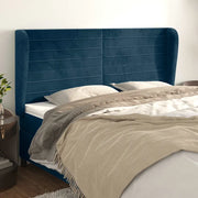 Testiera ad Orecchio-Testata con Orecchie Blu Scuro 163x23x118/128 cm in Velluto 541796