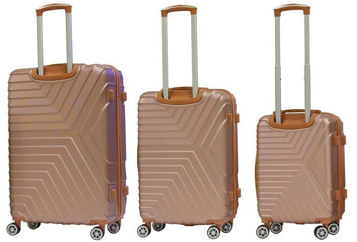 Set 3 Valigie Trolley Rigide in ABS 4 Ruote TSA Ravizzoni Calipso Golden Rose