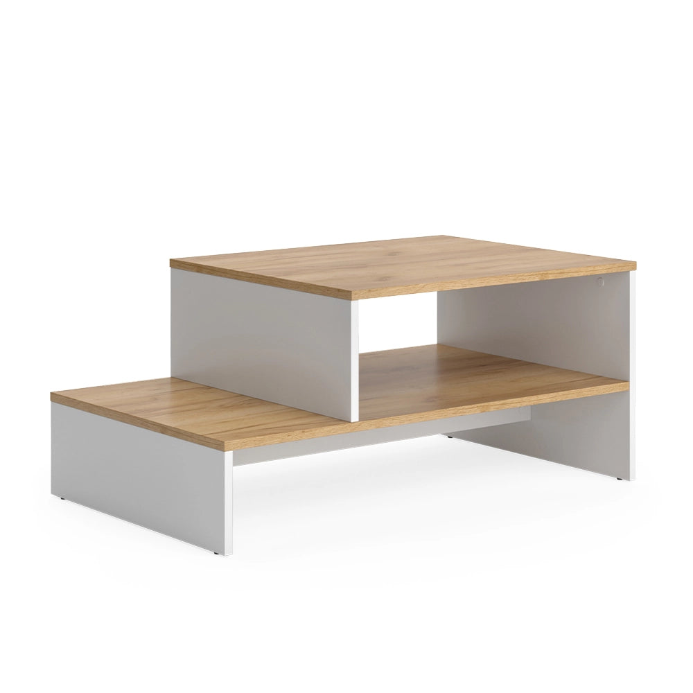 Vicco Tavolino salotto Quercia dorata/bianco 90 x 55 cm con ripiano