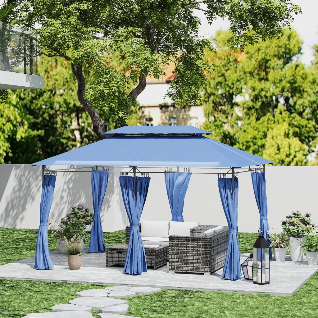Tenda da giardino 3x4m con 6 tende amovibili ¨C zephmum ¨C blu scuro