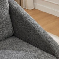 Poltrona d'arredo per soggiorno con braccioli in legno, cuscino posteriore e tessuto in chenille, 73.5x73.5x73.5 cm, Grigio