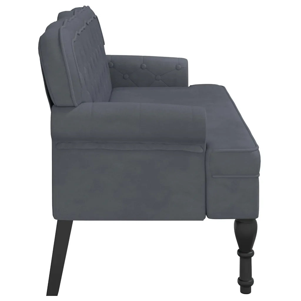 Panca con Schienale-Divano Sedia Grigio Scuro 119,5x64,5x75 cm in Velluto