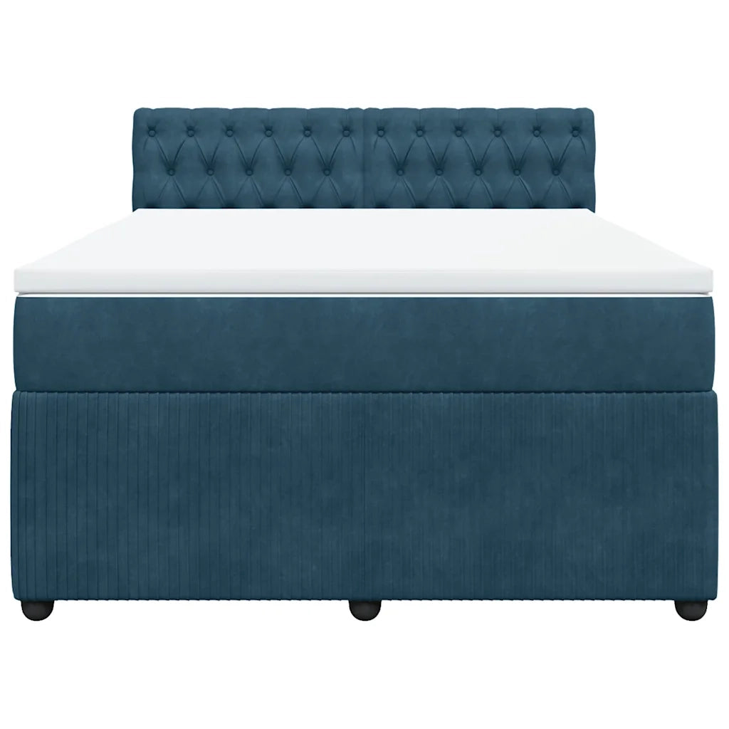 vidaXL Giroletto a Molle con Materasso Blu 160x200 cm in Velluto