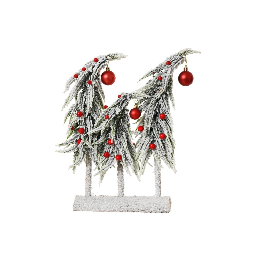 dec. 3 Mini Alberi innevati c/bacche rosse 12x30x40cm