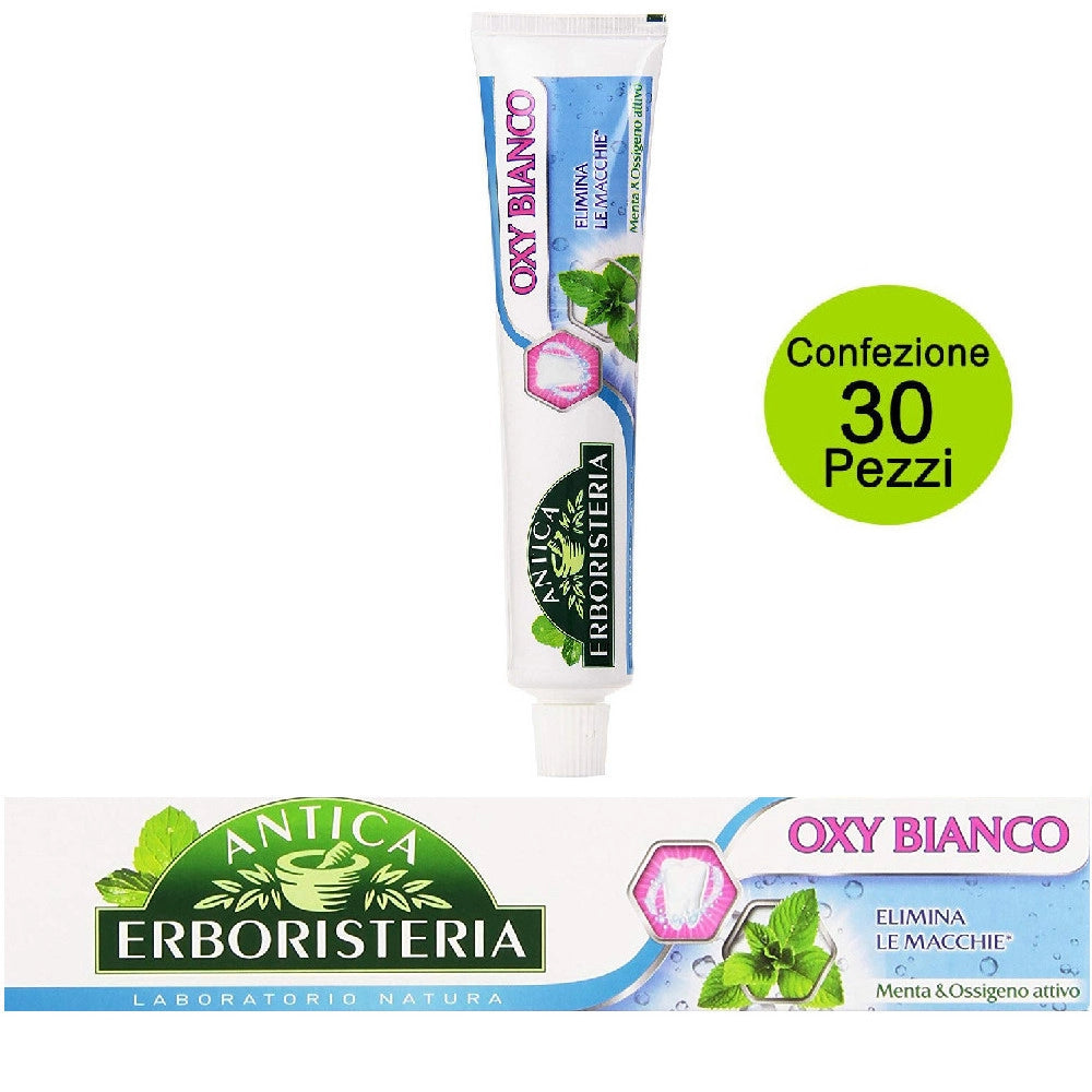 Multipack da 30 dentifrici antica erboristeria oxy bianco - confezione da 75 ml ciascuna