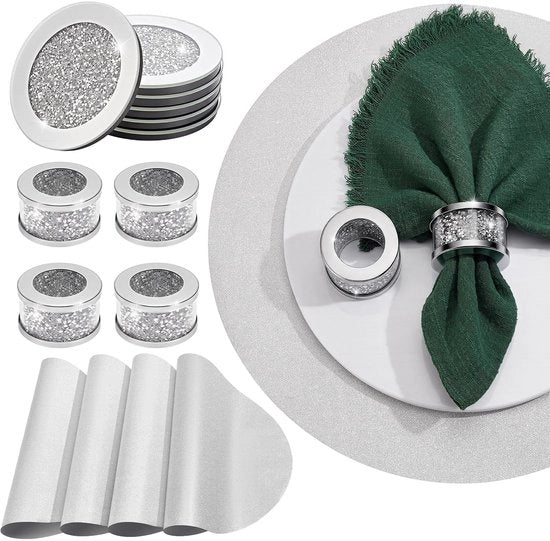 Set di 18 serviettini e piatti di vetro per la tavola da pranzo decorativi per il matrimonio