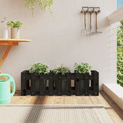 Fioriera Giardino a Recinzione Nera 100x30x30cm Massello Pino 832474